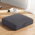 Floor Pillow for Adults, 4" Square Floor Cushions with Washable Cover, Large Corduroy Meditation Pillow, 24 inches Tatami Seat with Handle for Living Room or Yoga, Dark Grey