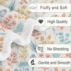 Floral Fuzzy Blanket Boho Floral Throw Blanket, Botanical Flowers Blankets, Soft, Flannel, Warm, Colorful Flowers Bed Blankets All Season for Couch Bedroom Living Room 50X70 Inch