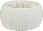 Resin Wicker Storage Stool or Side Table, White
