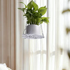 Hanging Planter for Indoor Plants, Monstera Handing Plant Pot Holder, White Metal Plant Hanger Shelf with Silver-Chains Plants Window Home Decor (Not Included Plants/Pots)