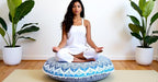 ICC 32" Blue Mandala Floor Pillow Cushion Cover Seating Throw Cover Hippie Decorative Bohemian Ottoman Poufs Cover, Pom Pom Pillow Cases, Boho Indian