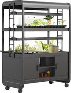 Vego garden 3 Tier Rolling Metal Corner Plant Stand Indoor with 2 Ultimate Grow Light, Powerful 60 W Full-Spectrum LEDs, with Storage Plant Rack for Seed Starting, Leafy, Herbs, Matte Black