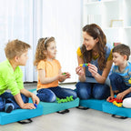 HONEY JOY 6PCS Floor Cushions for Kids, 15 Inch Flexible Alternative Portable Classroom Seating w/Handles, Easy to Clean, 3 Inch Thick Soft Foam Square Comfy Seats for Daycare Preschool(Square, Blue)