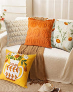 Embroidered Throw Pillow Cover - 18x18 Decorative Pillow Cover with Zipper Aesthetic Cute Design Boho Spring Summer Cozy Throw Pillowcase for Living Room Couch Sofa Bed, Floral Vase