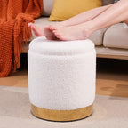 Sherpa Round Ottoman Set of 2 with Hidden Storage, 12 Gallon Capacity - Multi-Functional Stool for Living Room, Footrest, Coffee Table, Sturdy 300lb Capacity, White, No Assembly Required