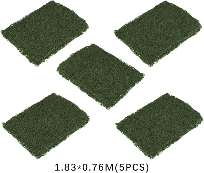 Set of 5 Halloween Creepy Gauze Cloth Decoration, Green Scary Halloween Gauze Tapestry Indoor Outdoor Decor, Spooky Decorations for Home Wall Yard Haunted House Party Supplies, 72 x 30 inch