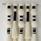 Flber Macrame Wall Hanging Tassels Sphericity Cotton Textile Hanging Geometric Yarn Wall Art for Bedroom Living Room Decor 15.7" W x 39" L