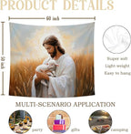 bitCNY Jesus Holding Lamb Tapestry 60x50 Inches – Christian Religious Wall Art, Good Shepherd Tapestry for Living Room Bedroom, Comforting Faith Decor