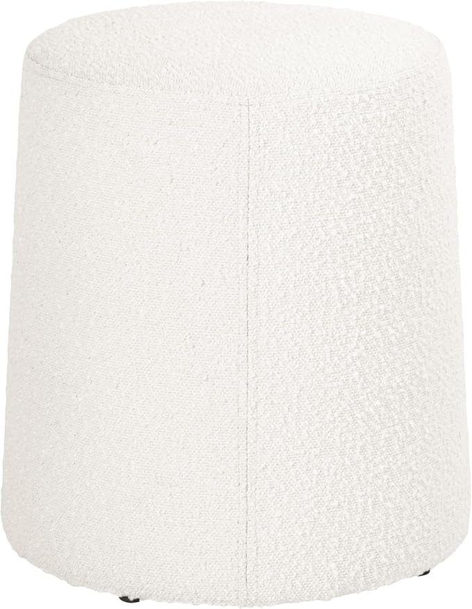 Spatial Order Organic Shape Ottoman (No Lid, Seat Only) | HomePop Home Décor | Round Pouf Foot Rest – Cream Boucle