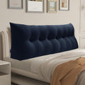 WOWMAX 80% Cotton & 20% Linen Blend Headboard Pillow – King Size Reading Wedge Backrest for Bed, Handmade Firm Support Bolster Cushion with Removable Cover, Premium Bed Rest Pillow, Blue