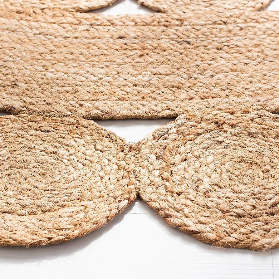 GRUHUM Jute Area Rug 6 ft Round - Natural Handmade Boho Farmhouse Soft Braided Beige Rustic Vintage Reversible Eco Friendly Rug for Indoor Kitchen Bedroom Living Hallways Enterways - 6' ft Circle - color: Natural- 29, size: 6' (Round)