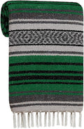 Large Mexican Blanket in Kelly Green — Handcrafted Serape Falsa Yoga Blanket (73” x 48”) – Throw for Camping, Beach & Outdoor Use – Artisan Craft, Made in Mexico from Recycled Fibers