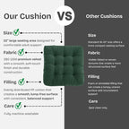 Floor Pillow for Sitting, Large Velvet Floor Seating Cushion for Adults, Tufted Big Pillow for Meditation, Yoga & Living Room, Machine Washable, 22x22 Inch, Green