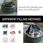 Inflatable Pouf Ottoman, 21x10 Inches Stuffed Chenille Ottoman with Inflatable PVC Liner, Foot Rest with Portable Handle, Round Floor Pillow for Living Room, Bedroom, Kids Room