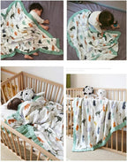 Little Jump Dinosaur Muslin Blanket Baby Quilt - Silky Soft and Breathable Crib Blanket for Daycare - Large 47" x 47" - 2 Layers Toddler Summer Blankets for Boys (Dinosaur)