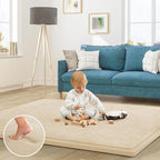 Baby Play Mat for Floor Nursery Rug Muscle Mat Area Rug Playroom Rug Playpen Mat Memory Foam 1.3" Thick Crawling Mat for Babies,Toddlers, Infants, Kids 79"x118",A Beige