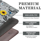Likiyol Sunflower Kitchen Rugs Sets of 2 Kitchen Mats for Floor Anti Fatigue Mats for Kitchen Floor, Spring Kitchen Rugs Non Slip was Washable, Floral Standing Floor Mats, 18''x30''+18''x48'' (Gray)