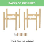 MUDEELA 2 Pack Indoor Plant Stands, 2 Tier Tall Plant Stand 30 inches, Mid Century Bamboo Plant Stand, Adjustable Width 8 - 12 inches, Fits Pot Size of 8 9 10 11 12 inches Pot & Plant Not Included, Natural