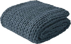 Madison Park Casual Acrylic Chunky Twice Knit Throw in Indigo Finish MP50-7316