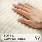 Simmore Decorative Spring Throw Pillow Covers 18x18 Set of 2, Soft Natural Plush Flannel Double-Sided Fluffy Couch Pillow Covers for Sofa Living Room, Beige