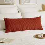 Kevin Textile Fall 14x36 Inch Long Lumbar 1 Pack Boho Decorative Throw Pillow Cover Soft Striped Corduroy Rectangle Cushion Case Farmhouse Solid Accent for Living Room Couch Sofa Bed, Burnt Brick