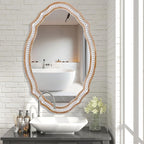 24x35 Inches Wooden Farmhouse Oval Mirror for Wall Decor, Living Room, Bedroom, Bathroom Rustic Decorative Mirrors for Entryway - Vertical or Horizontal Hanging
