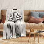 Boho Mid Century Blankets Orange Beige Throws Abstract Modern Aesthetic Bedding Minimalist Sun Leaf Soft Warm Bed Bedding Blankets for Couch Bedroom Sofa Office Cozy Flannel Blanket 70"X80"