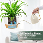 ZMTECH 12 Inch Hanging Planters for Indoor Plants, Modern White Self Watering Hanging Planter with Visible Water Level Window & Chain, Large Flower Pots for Outdoor Patio Decor