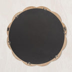 30 Inch Round Wall Mirror, Whitewashed Wooden Frame with Scalloped Edge & Beaded Trim, Decorative Farmhouse Boho Mirror for Bedroom, Bathroom, Living Room, Entryway
