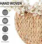 Scalloped Wall Basket,Boho Wall Decor Basket,Big Wicker Hanging Baskets for Nursery,Door,Plants,Mail,Natural Water Hyacinth
