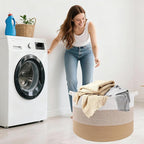 90L Large Blanket Basket,21.7"L x 21.7"W x 13.8"H Rope Woven Baskets with Handles, Toys Storage Bins,Laundry Basket Perfect for Living Room, Nursery,Bedroom,Home Organization,Yellow