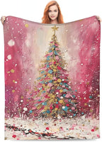 Christmas Tree Throw Blanket Soft Flannel Blanket 60"x50" in Bed Blanket Home Decor for Room Sofa Couch All Season