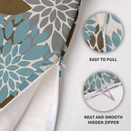 Brown Blue Grey Gray Pillow Covers 16X16 Inch Set of 2, Summer Modern Geometry Dahlia Floral Print Decorative Throw Pillow Covers Outdoor Farmhouse Cushion Case for Couch Sofa Bed Decor