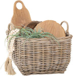 Kouboo Rectangular Wicker Basket Handwoven Rattan Basket with Handles Decorative Storage Large Home Organizer Gray-Brown