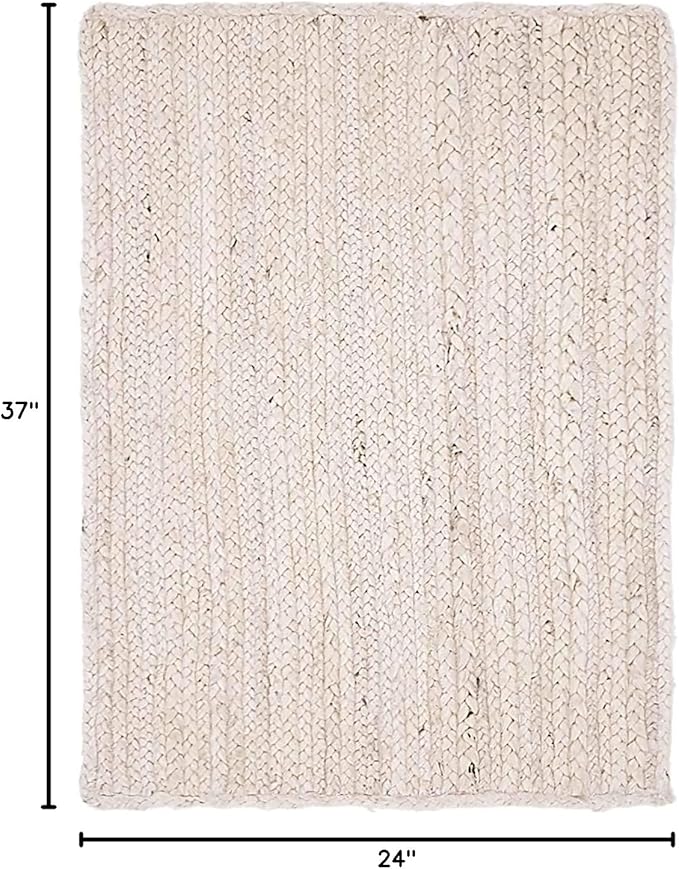 Unique Loom Braided Jute Collection Area Rug - Dhaka (2' x 3' 1" Rectangle, White)