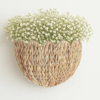 Scalloped Hanging Wicker Baskets for Wall, Scalloped Home Decor, Hanging Woven Rattan Wall Basket for Flowers Front Door Bathroom Storage (Water Hyacinth 1PC)
