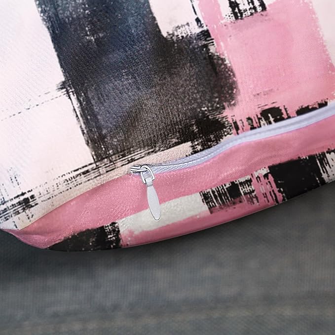 Britimes Throw Pillow Covers Modern Home Art Decor, 18 x 18 Inches Set of 2 Abstract Oil Painting Pillowcases for Bedroom, Living Room, Cushion Couch Sofa, Abstract Pink White