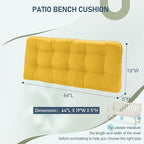 downluxe Outdoor Bench Cushion for Patio Furniture, Water Resistant Tufted Overstuffed Porch Swing Cushions, Thick Outdoor Loveseat Cushions, 44" X 19" X 5", Yellow, Set of 1