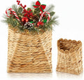 Honeydak Hanging Basket for Front Door 10.2" H Scalloped Water Hyacinth Woven Wall Mounted Organizer Handmade Storage for Flowers, Mails, Small Plants, Farmhouse, Garden, Fall Thanksgiving Decoration