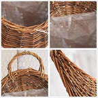 Wall Hanging Flower Basket, Handmade Wicker Hanging Basket for Plant Wall Mount Rattan Chlorophytum Comosum Hanging Basket for Front Door, Home, Garden. (S)