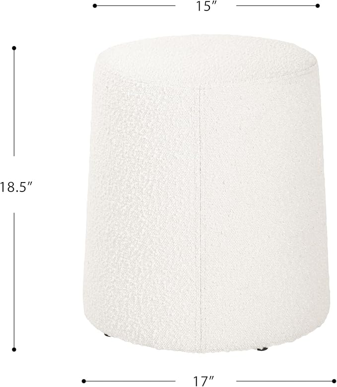Spatial Order Organic Shape Ottoman (No Lid, Seat Only) | HomePop Home Décor | Round Pouf Foot Rest – Cream Boucle