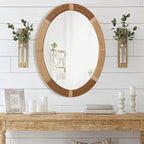 ULIKE Boho Oval Rattan Mirror, 22x30 Inch Rustic Farmhouse Wall Decor with Wicker Frame, Rattan Mirror for Nursery Bathroom Bedroom Living Room Entryway