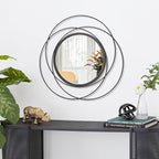 Black Circle Mirror Wall Decorative Metal Wall Mirror, Art Small Round Wall Home Mirror, Decor Living Room Bedroom Bathroom Entryway 12"