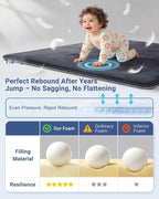SEPARO Thick Baby Play Mat for Floor,50 x 50 Playpen Mat,Tummy Time Foam Mats,Ultra Soft Support & Plush Feel,Easy Care with Non-Slip Cushioned for Infant,Kids and Toddler Crawling, Dark Grey