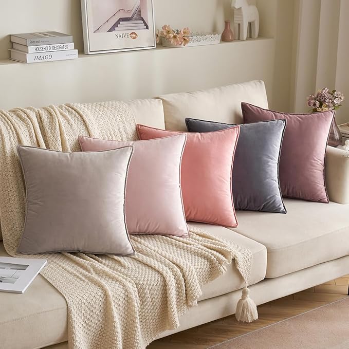 MIULEE Dark Grey Velvet Throw Pillow Covers 20x20 Soft Decorative Solid Square Cushion Cases Pack of 2 Modern Luxury Home Decor for Couch, Sofa, Bedroom