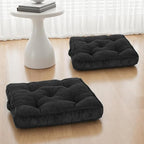 Floor Pillow Set of 2, 24x24 Tufted Floor Cushion for Adults, Square Large Meditation Cushion Pillow, Corduroy Sitting Pillow with Handle, Yoga Seating for Tatami, Dark Grey
