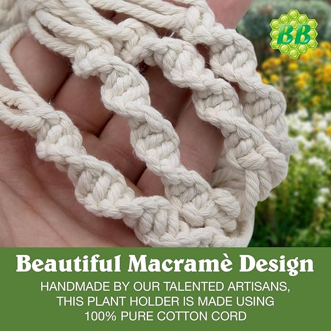 Macrame Plant Hanger with Short Rope (No Tassel) - 23 Inch - Cotton Macrame Cord for Boho Decor Flower Pots - Bohemian Chic Home Decor, Simple Indoor Outdoor Hanging Houseplants or Terrarium | 1 Pack