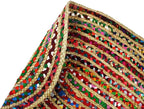 COTTON CRAFT Jute Chindi Braid Rag Rug - Boho Farmhouse Rustic Area Accent Throw Rug - Handwoven Reversible Natural Recycled Cotton- Living Room Den Study Home Décor Gift - 3' x 5' Oval - Multi Color