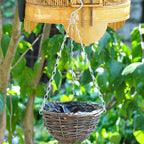 Hemoton Rattan Hanging Basket for Plants Seagrass Hanging Planters Indoor Outdoor Plant Flower Pots Woven Straw Planter Ceiling Flower Pots for Garden Home Decoration 2pcs