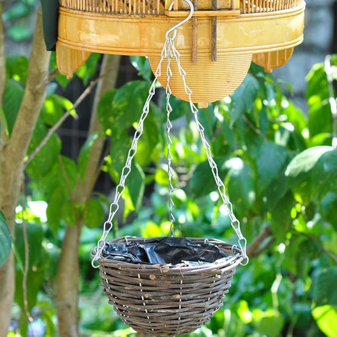 Hemoton Rattan Hanging Basket for Plants Seagrass Hanging Planters Indoor Outdoor Plant Flower Pots Woven Straw Planter Ceiling Flower Pots for Garden Home Decoration 2pcs